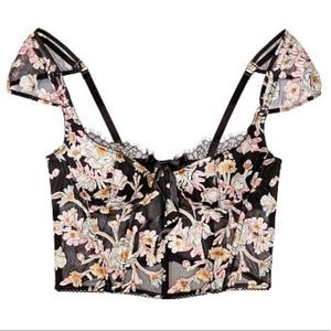 Victoria Secret Unlined Bra Top Black Floral NWT